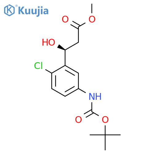 methyl (3S)-3-(5-{(tert-butoxy)carbonylamino}-2-chlorophenyl)-3-hydroxypropanoate structure