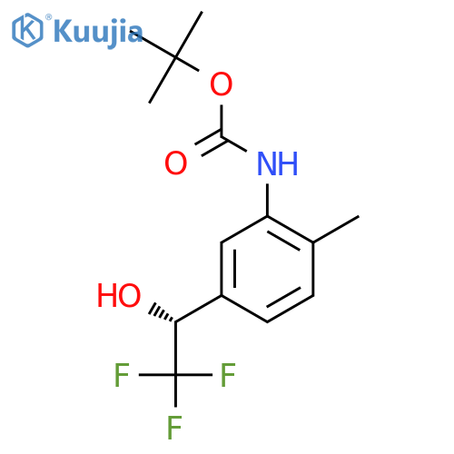 tert-butyl N-{2-methyl-5-(1R)-2,2,2-trifluoro-1-hydroxyethylphenyl}carbamate structure