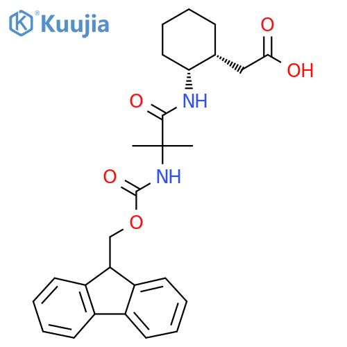 rac-2-(1R,2R)-2-2-({(9H-fluoren-9-yl)methoxycarbonyl}amino)-2-methylpropanamidocyclohexylacetic acid structure