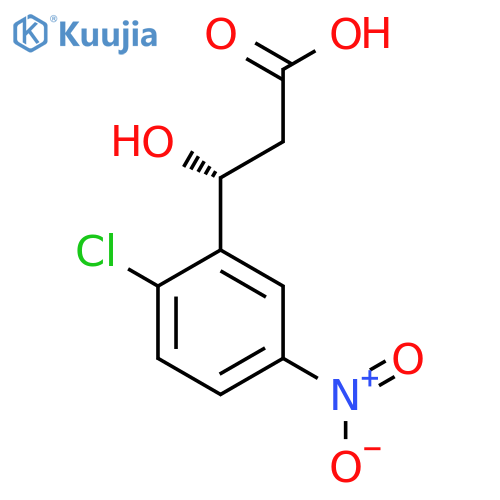 (3R)-3-(2-chloro-5-nitrophenyl)-3-hydroxypropanoic acid structure