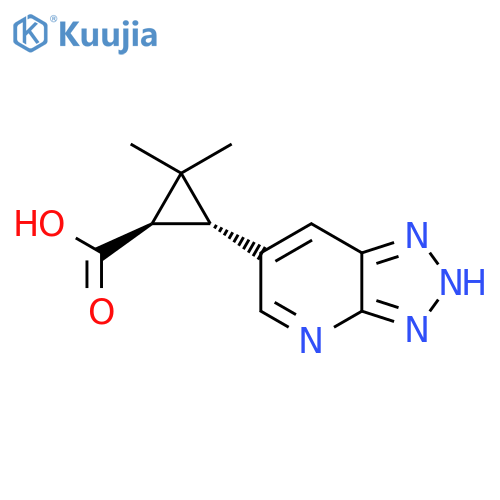 rac-(1R,3R)-2,2-dimethyl-3-{3H-1,2,3triazolo4,5-bpyridin-6-yl}cyclopropane-1-carboxylic acid structure