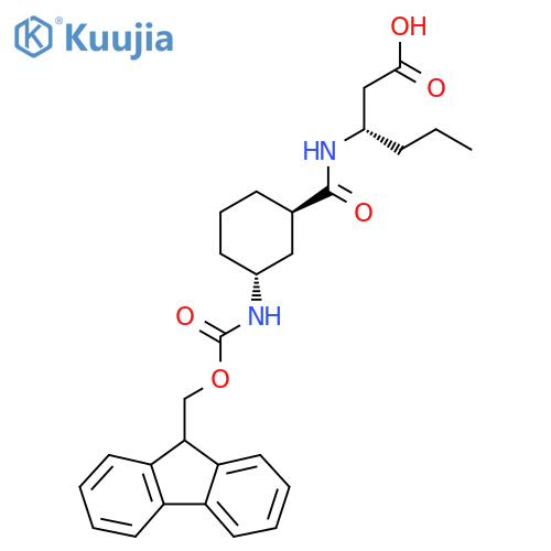(3S)-3-{(1RS,3RS)-3-({(9H-fluoren-9-yl)methoxycarbonyl}amino)cyclohexylformamido}hexanoic acid structure