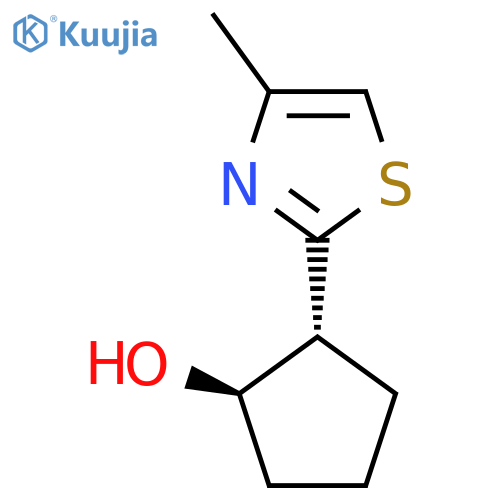 rac-(1R,2R)-2-(4-methyl-1,3-thiazol-2-yl)cyclopentan-1-ol structure