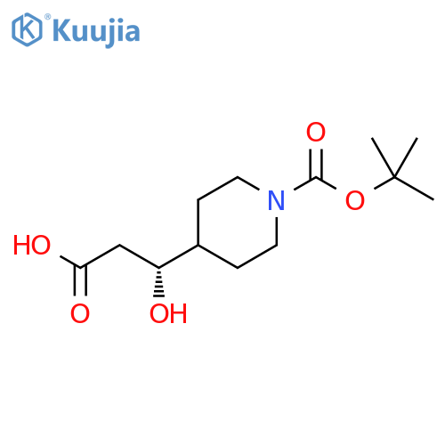(3R)-3-{1-(tert-butoxy)carbonylpiperidin-4-yl}-3-hydroxypropanoic acid structure
