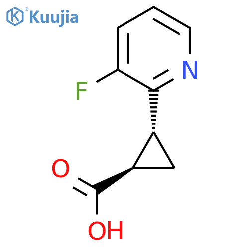 rac-(1R,2R)-2-(3-fluoropyridin-2-yl)cyclopropane-1-carboxylic acid structure