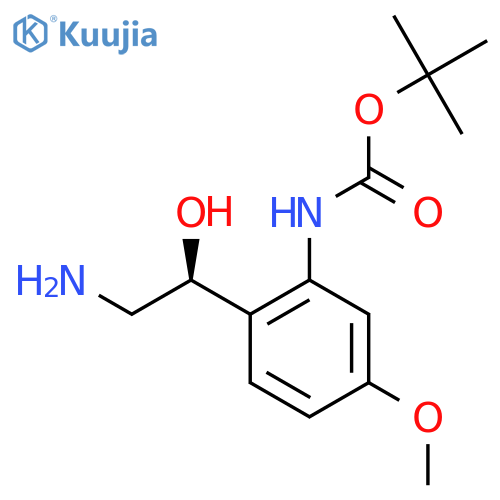 tert-butyl N-{2-(1S)-2-amino-1-hydroxyethyl-5-methoxyphenyl}carbamate structure