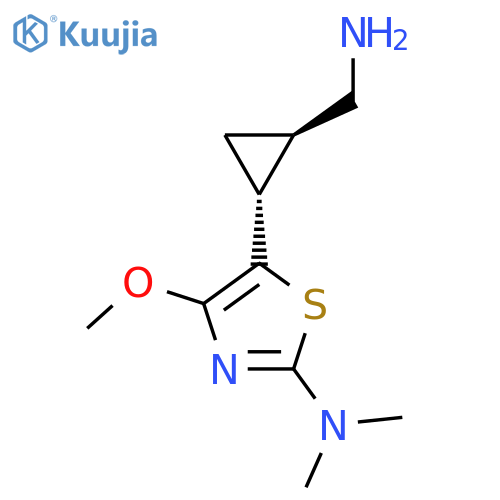 rac-5-(1R,2R)-2-(aminomethyl)cyclopropyl-4-methoxy-N,N-dimethyl-1,3-thiazol-2-amine structure