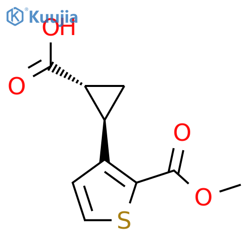 rac-(1R,2R)-2-2-(methoxycarbonyl)thiophen-3-ylcyclopropane-1-carboxylic acid structure
