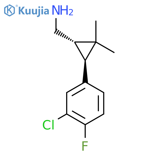 rac-(1R,3R)-3-(3-chloro-4-fluorophenyl)-2,2-dimethylcyclopropylmethanamine structure