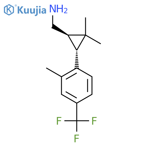 rac-(1R,3R)-2,2-dimethyl-3-2-methyl-4-(trifluoromethyl)phenylcyclopropylmethanamine structure