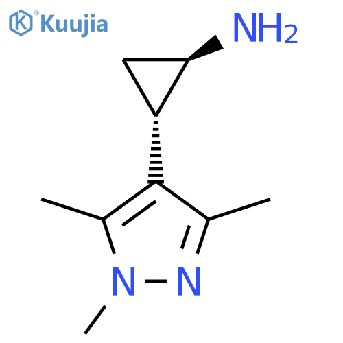 rac-(1R,2S)-2-(trimethyl-1H-pyrazol-4-yl)cyclopropan-1-amine structure