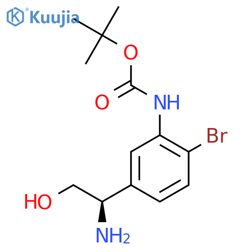 tert-butyl N-{5-(1R)-1-amino-2-hydroxyethyl-2-bromophenyl}carbamate structure