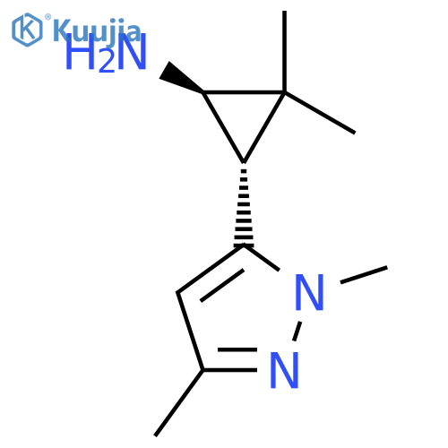 rac-(1R,3S)-3-(1,3-dimethyl-1H-pyrazol-5-yl)-2,2-dimethylcyclopropan-1-amine structure
