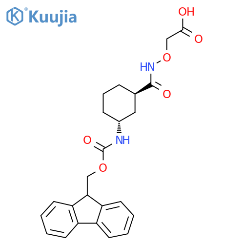 rac-2-({(1R,3R)-3-({(9H-fluoren-9-yl)methoxycarbonyl}amino)cyclohexylformamido}oxy)acetic acid structure