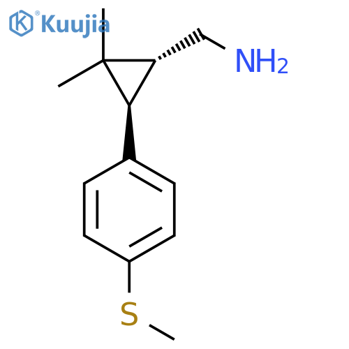 rac-(1R,3R)-2,2-dimethyl-3-4-(methylsulfanyl)phenylcyclopropylmethanamine structure