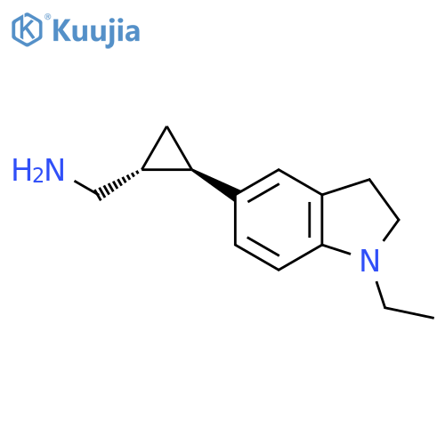 rac-(1R,2R)-2-(1-ethyl-2,3-dihydro-1H-indol-5-yl)cyclopropylmethanamine structure
