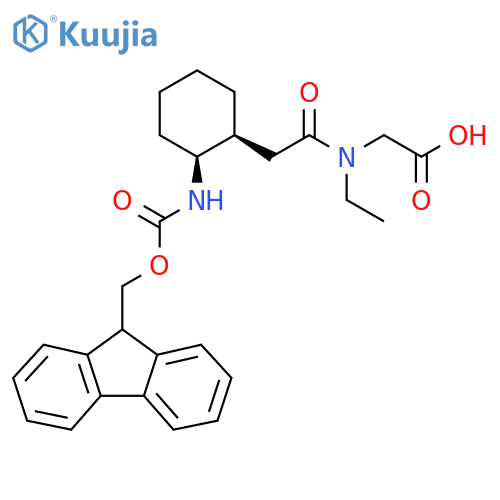 rac-2-{N-ethyl-2-(1R,2R)-2-({(9H-fluoren-9-yl)methoxycarbonyl}amino)cyclohexylacetamido}acetic acid structure
