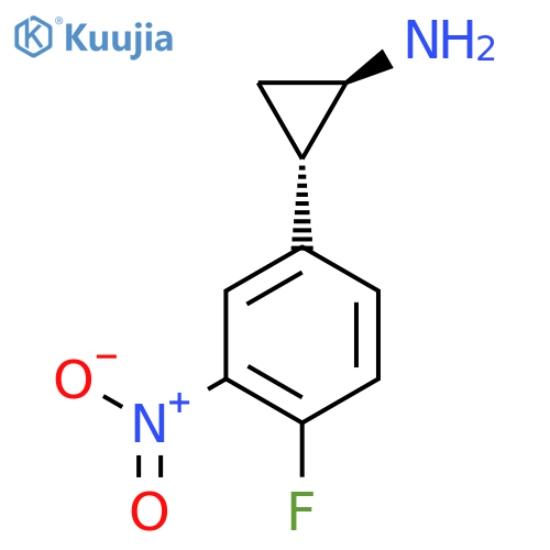 rac-(1R,2S)-2-(4-fluoro-3-nitrophenyl)cyclopropan-1-amine structure