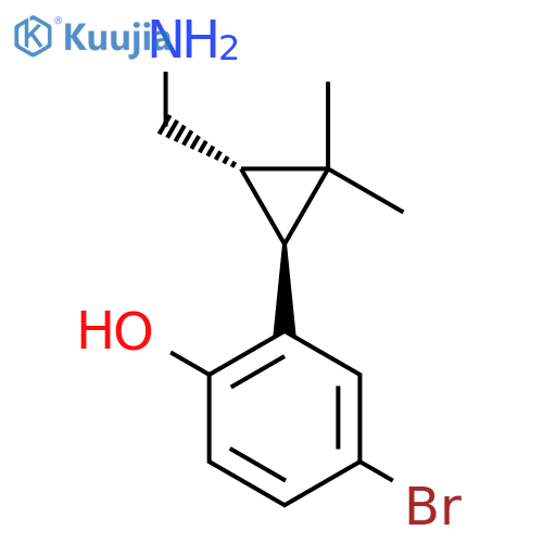 rac-2-(1R,3R)-3-(aminomethyl)-2,2-dimethylcyclopropyl-4-bromophenol structure