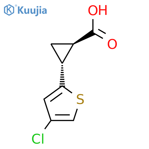 rac-(1R,2R)-2-(4-chlorothiophen-2-yl)cyclopropane-1-carboxylic acid structure