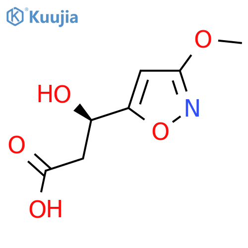 (3R)-3-hydroxy-3-(3-methoxy-1,2-oxazol-5-yl)propanoic acid structure