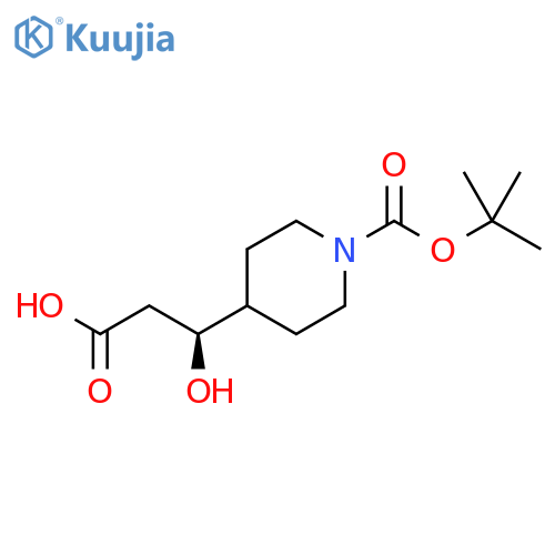 (3S)-3-{1-(tert-butoxy)carbonylpiperidin-4-yl}-3-hydroxypropanoic acid structure