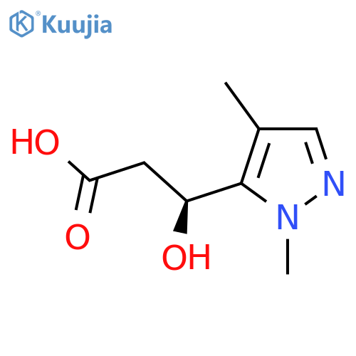 (3S)-3-(1,4-dimethyl-1H-pyrazol-5-yl)-3-hydroxypropanoic acid structure