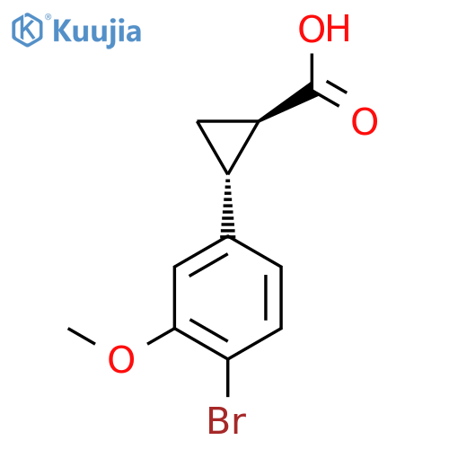 rac-(1R,2R)-2-(4-bromo-3-methoxyphenyl)cyclopropane-1-carboxylic acid structure