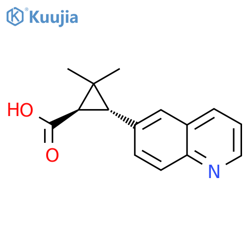 rac-(1R,3R)-2,2-dimethyl-3-(quinolin-6-yl)cyclopropane-1-carboxylic acid structure