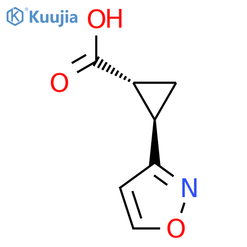 rac-(1R,2R)-2-(1,2-oxazol-3-yl)cyclopropane-1-carboxylic acid structure