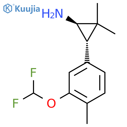 rac-(1R,3S)-3-3-(difluoromethoxy)-4-methylphenyl-2,2-dimethylcyclopropan-1-amine structure