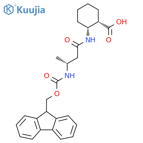 (1RS,2SR)-2-(3R)-3-({(9H-fluoren-9-yl)methoxycarbonyl}amino)butanamidocyclohexane-1-carboxylic acid structure