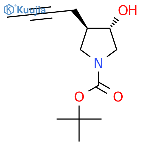 rac-tert-butyl (3R,4S)-3-(but-2-yn-1-yl)-4-hydroxypyrrolidine-1-carboxylate structure
