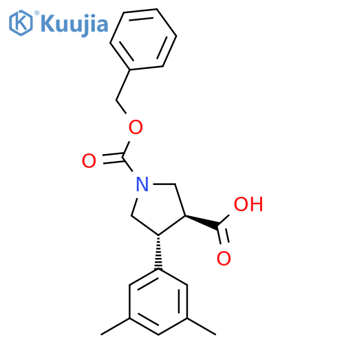 rac-(3R,4S)-1-(benzyloxy)carbonyl-4-(3,5-dimethylphenyl)pyrrolidine-3-carboxylic acid structure