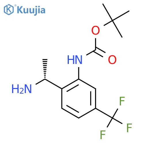 tert-butyl N-{2-(1R)-1-aminoethyl-5-(trifluoromethyl)phenyl}carbamate structure