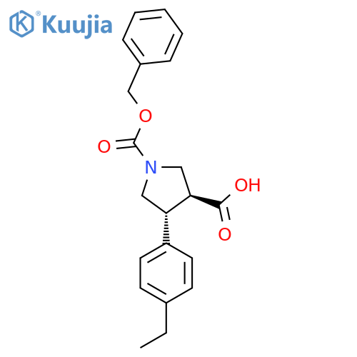 rac-(3R,4S)-1-(benzyloxy)carbonyl-4-(4-ethylphenyl)pyrrolidine-3-carboxylic acid structure