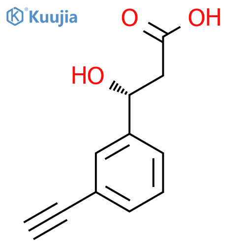 (3R)-3-(3-ethynylphenyl)-3-hydroxypropanoic acid structure