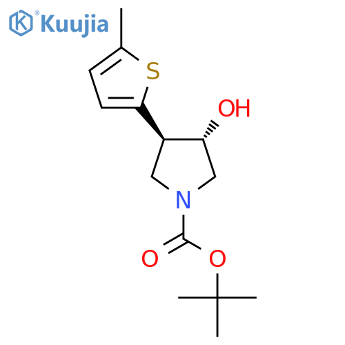 rac-tert-butyl (3R,4S)-3-hydroxy-4-(5-methylthiophen-2-yl)pyrrolidine-1-carboxylate structure