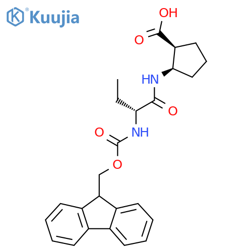 (1RS,2SR)-2-(2R)-2-({(9H-fluoren-9-yl)methoxycarbonyl}amino)butanamidocyclopentane-1-carboxylic acid structure