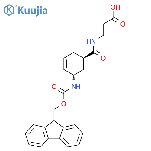 rac-3-{(1R,5S)-5-({(9H-fluoren-9-yl)methoxycarbonyl}amino)cyclohex-3-en-1-ylformamido}propanoic acid structure