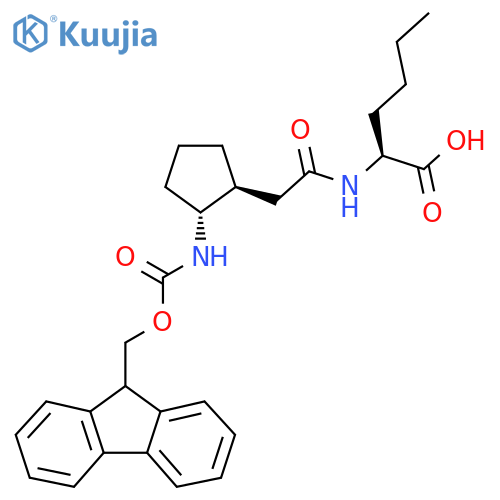(2S)-2-{2-(1RS,2SR)-2-({(9H-fluoren-9-yl)methoxycarbonyl}amino)cyclopentylacetamido}hexanoic acid structure