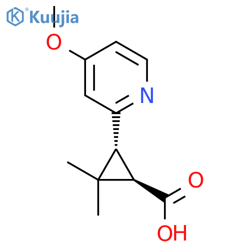 rac-(1R,3R)-3-(4-methoxypyridin-2-yl)-2,2-dimethylcyclopropane-1-carboxylic acid structure
