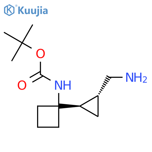 rac-tert-butyl N-{1-(1R,2R)-2-(aminomethyl)cyclopropylcyclobutyl}carbamate structure