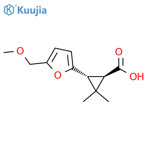 rac-(1R,3R)-3-5-(methoxymethyl)furan-2-yl-2,2-dimethylcyclopropane-1-carboxylic acid structure