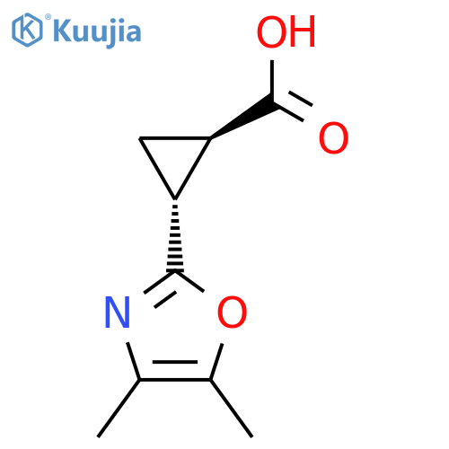 rac-(1R,2R)-2-(dimethyl-1,3-oxazol-2-yl)cyclopropane-1-carboxylic acid structure