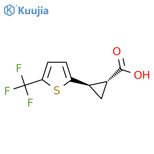rac-(1R,2R)-2-5-(trifluoromethyl)thiophen-2-ylcyclopropane-1-carboxylic acid structure