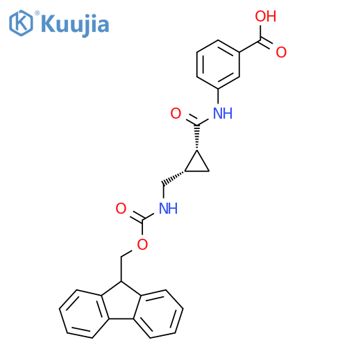 rac-3-(1R,2S)-2-({(9H-fluoren-9-yl)methoxycarbonyl}amino)methylcyclopropaneamidobenzoic acid structure