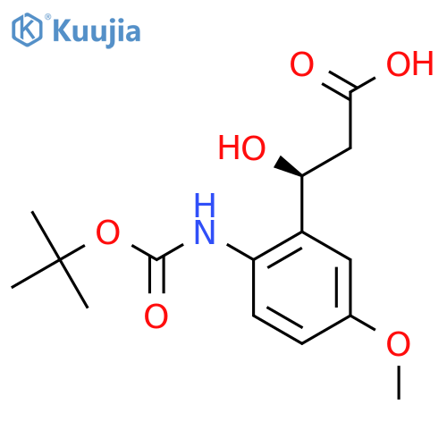 (3S)-3-(2-{(tert-butoxy)carbonylamino}-5-methoxyphenyl)-3-hydroxypropanoic acid structure