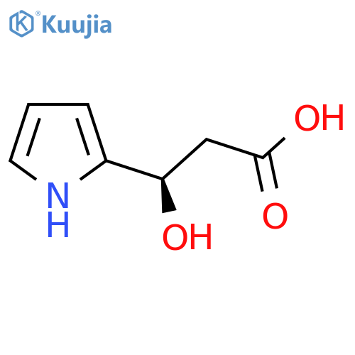 (3R)-3-hydroxy-3-(1H-pyrrol-2-yl)propanoic acid structure