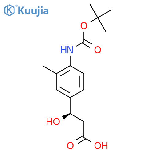 (3R)-3-(4-{(tert-butoxy)carbonylamino}-3-methylphenyl)-3-hydroxypropanoic acid structure
